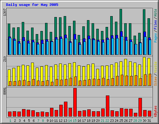 Daily usage for May 2005