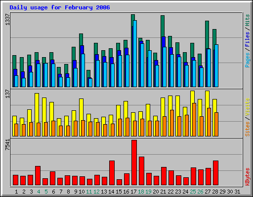 Daily usage for February 2006