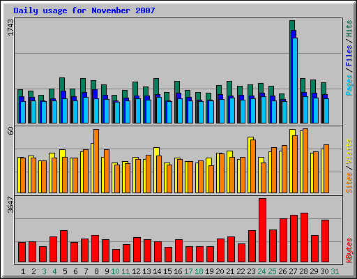 Daily usage for November 2007