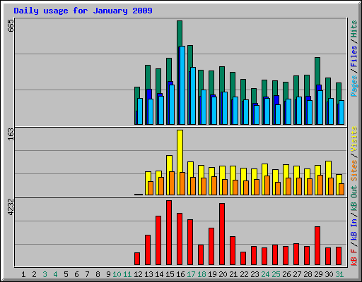 Daily usage for January 2009