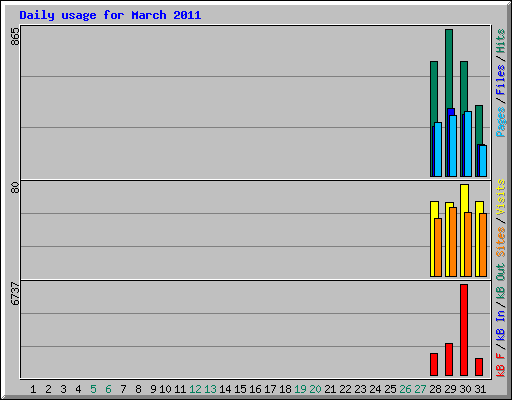Daily usage for March 2011