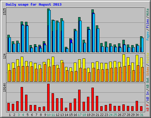 Daily usage for August 2013