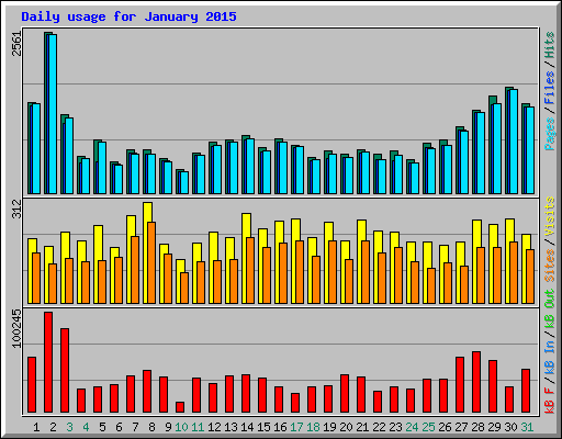 Daily usage for January 2015