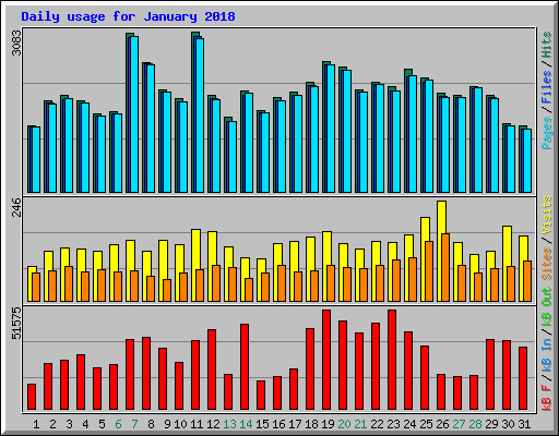 Daily usage for January 2018
