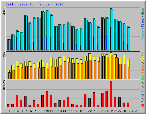 Daily usage for February 2020