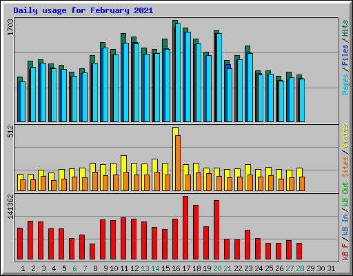 Daily usage for February 2021