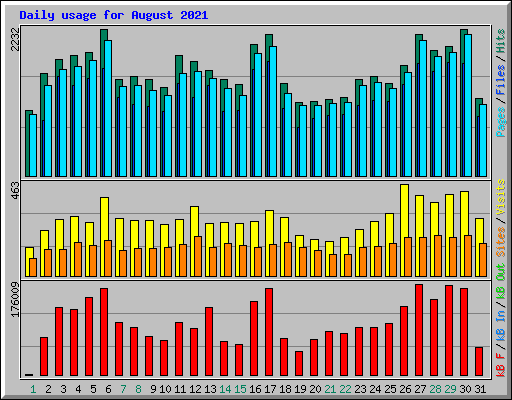 Daily usage for August 2021