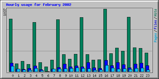 Hourly usage for February 2002