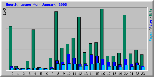 Hourly usage for January 2003