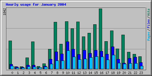 Hourly usage for January 2004