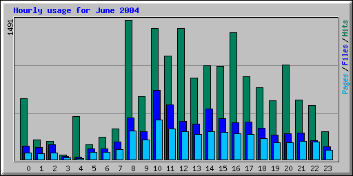 Hourly usage for June 2004
