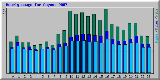 Hourly usage for August 2007