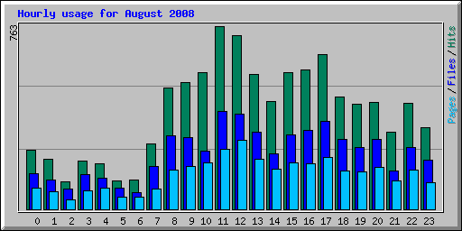 Hourly usage for August 2008