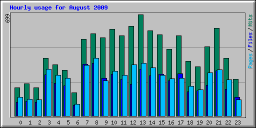 Hourly usage for August 2009