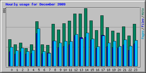 Hourly usage for December 2009