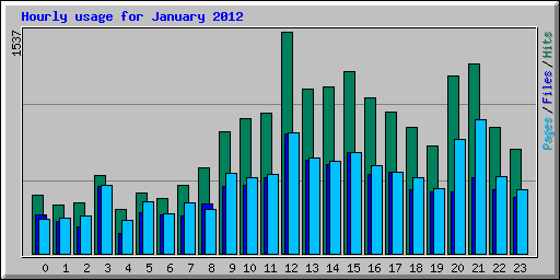 Hourly usage for January 2012