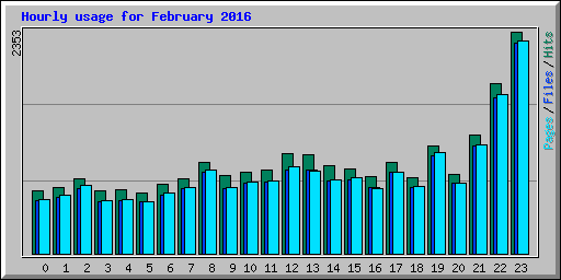 Hourly usage for February 2016